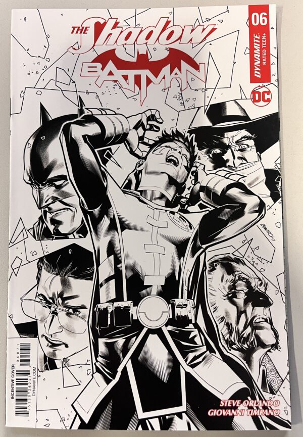 The Shadow/Batman # 6 Cover G Retailer Incentive B&W Variant (Dynamite Entertainment)