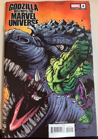Godzilla destroys the Marvel Universe #4 Sergio Davila Fan Favorite variant (Marvel Comics)