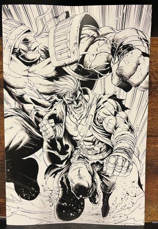 Final Boss #1 Tyler Kirkham Younblood Team-up B&W Virgin Variant  (Image Comics)