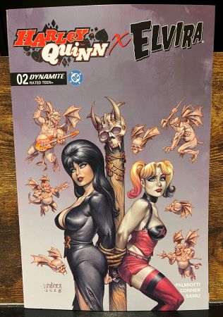 Harley Quinn x Elvira #2 Joseph Michael Linsner variant (DC/Dynamite)