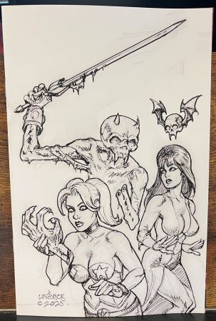 Harley Quinn x Elvira #3 Incentive 1:10 Joseph Michael Linsner Line art Virgin variant (Dynamite Entertainment)